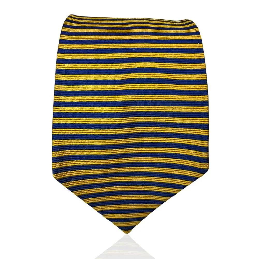 BROOKS BROTHERS 100%‎ Imported Silk Striped Tie Blue Yellow 57